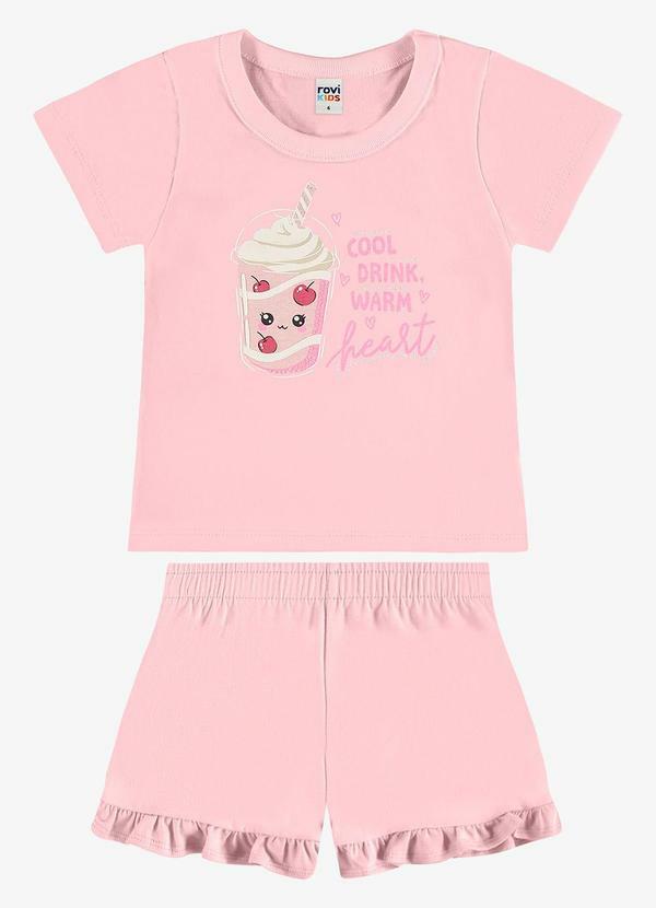 Rovi Kids - Conjunto Infantil Blusa com Ciclista Rosa