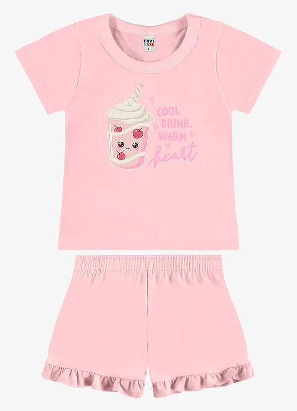 Rovi Kids - Conjunto Infantil Blusa com Ciclista Rosa