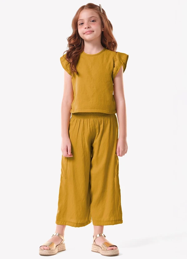 Trick Nick - Conjunto Infantil Blusa com Pantacourt Amarelo