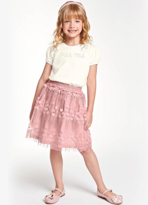 Trick Nick - Conjunto Infantil Blusa com Saia Bege