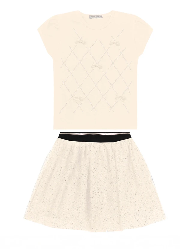 Trick Nick - Conjunto Infantil Blusa com Saia Bege