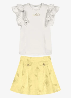 Trick Nick - Conjunto Infantil Blusa com Saia Bege - TRICK NICK