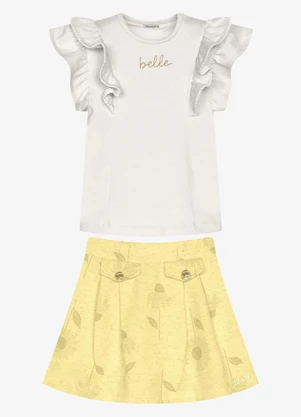 Trick Nick - Conjunto Infantil Blusa com Saia Bege - TRICK NICK