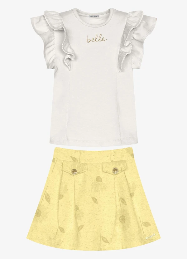 Trick Nick - Conjunto Infantil Blusa com Saia Bege