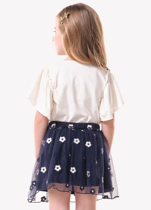 Trick Nick - Conjunto Infantil Blusa com Saia Bege - TRICK NICK