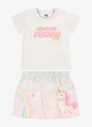 Rovi Kids - Conjunto Infantil Blusa com Saia Bege - ROVI KIDS