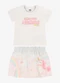 Rovi Kids - Conjunto Infantil Blusa com Saia Rosa - variação: Bege