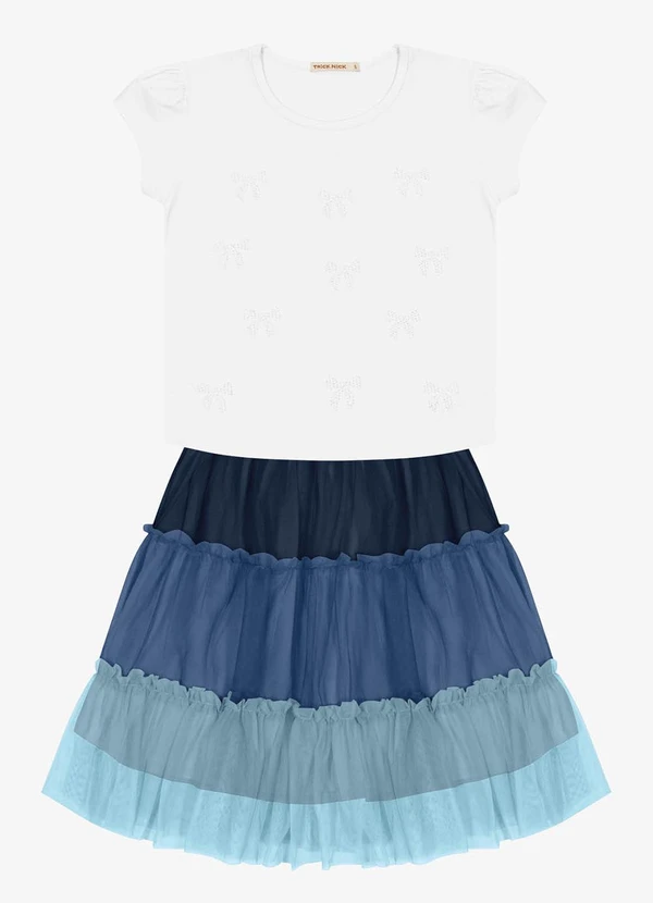 Trick Nick - Conjunto Infantil Blusa com Saia Branco