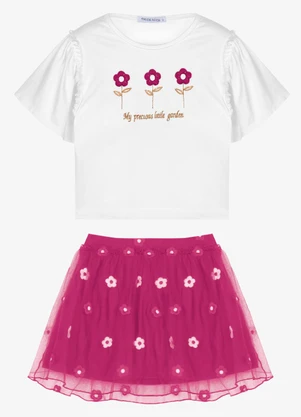 Trick Nick - Conjunto Infantil Blusa com Saia Branco - TRICK NICK