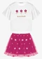 Trick Nick - Conjunto Infantil Blusa com Saia Bege - variação: Branco