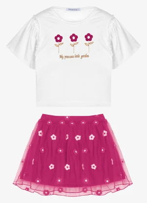 Trick Nick - Conjunto Infantil Blusa com Saia Branco - TRICK NICK