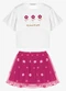 Trick Nick - Conjunto Infantil Blusa com Saia Bege - variação: Branco