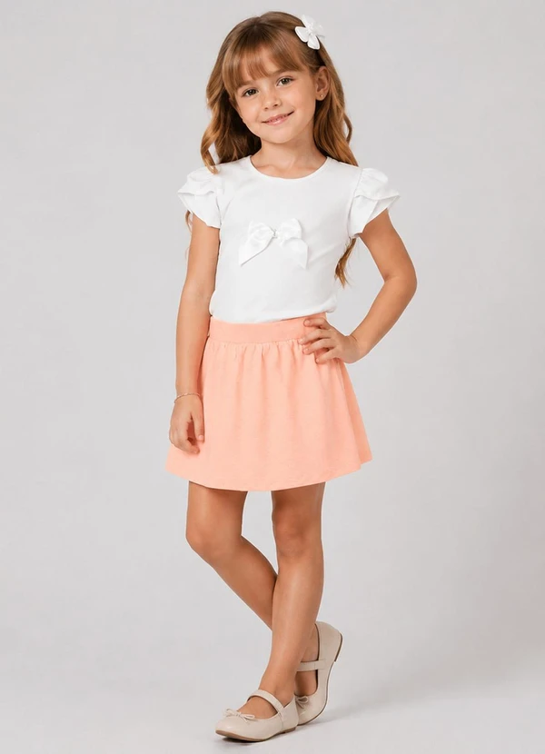 Trick Nick - Conjunto Infantil Blusa com Saia Branco