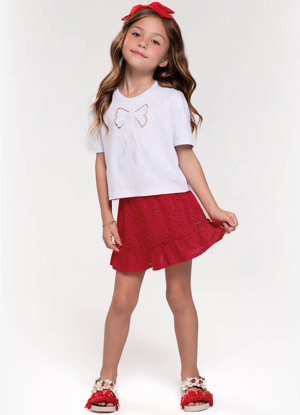 Trick Nick - Conjunto Infantil Blusa com Saia Laise Branco