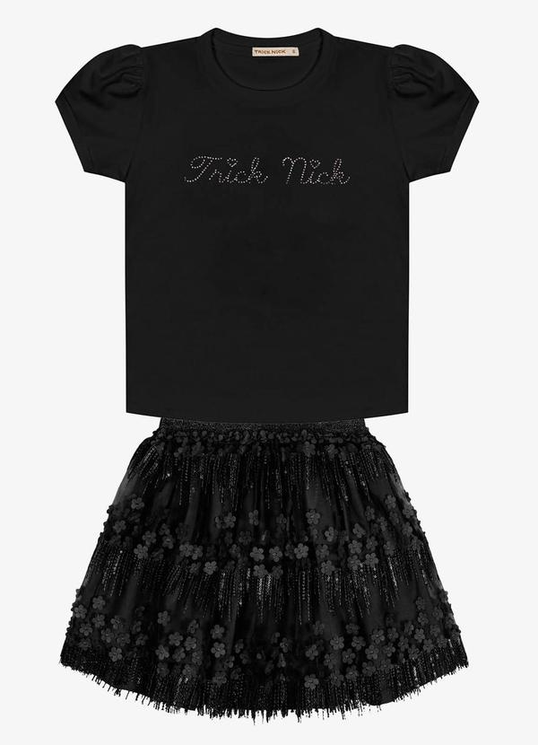 Trick Nick - Conjunto Infantil Blusa com Saia Preto