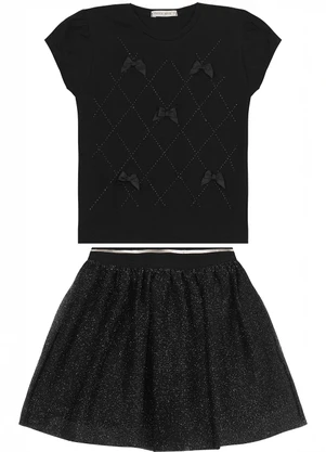Trick Nick - Conjunto Infantil Blusa com Saia Preto - TRICK NICK