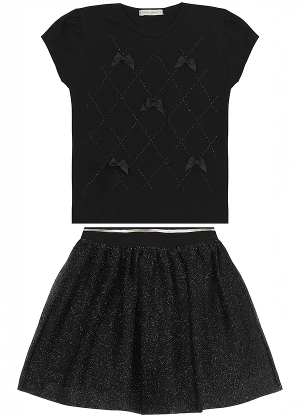 Trick Nick - Conjunto Infantil Blusa com Saia Preto 2