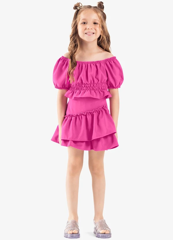 Rovi Kids - Conjunto Infantil Blusa com Saia Rosa 3