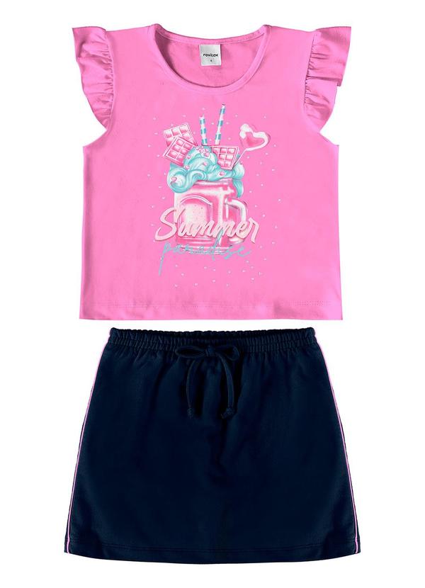 Conjunto Infantil Blusa com Saia Rosa - Rovi Kids