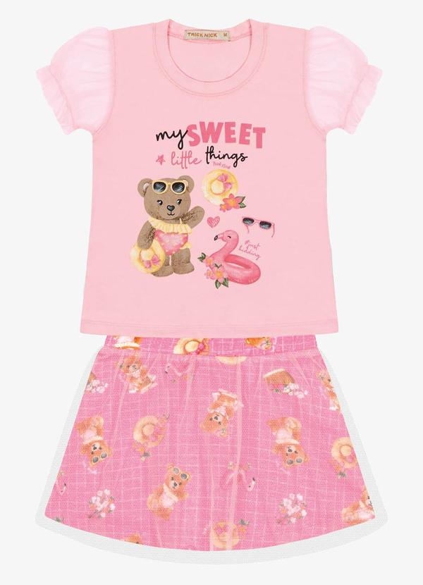Trick Nick - Conjunto Infantil Blusa com Saia Rosa