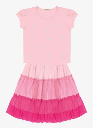 Trick Nick - Conjunto Infantil Blusa com Saia Rosa - TRICK NICK