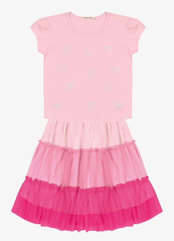 Trick Nick - Conjunto Infantil Blusa com Saia Rosa