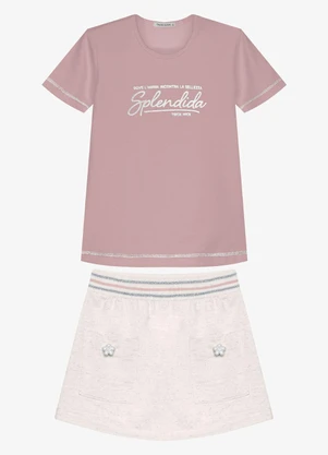 Trick Nick - Conjunto Infantil Blusa com Saia Rosa - TRICK NICK