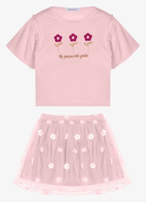 Trick Nick - Conjunto Infantil Blusa com Saia Rosa - TRICK NICK