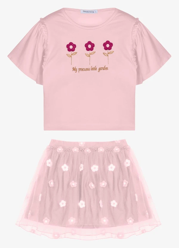 Trick Nick - Conjunto Infantil Blusa com Saia Rosa
