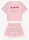 Trick Nick - Conjunto Infantil Blusa com Saia Bege - variação: Rosa