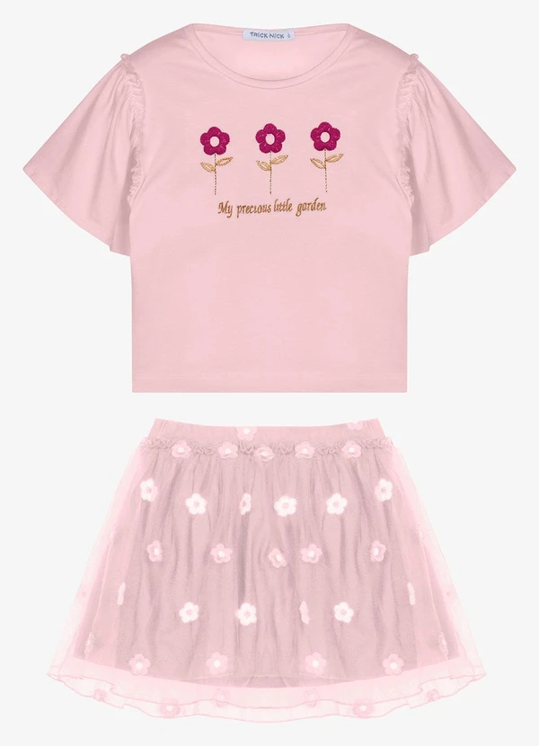 Trick Nick - Conjunto Infantil Blusa com Saia Rosa