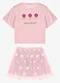 Trick Nick - Conjunto Infantil Blusa com Saia Bege - variação: Rosa
