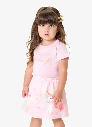Rovi Kids - Conjunto Infantil Blusa com Saia Rosa - ROVI KIDS