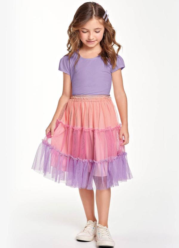 Trick Nick - Conjunto Infantil Blusa com Saia Roxo