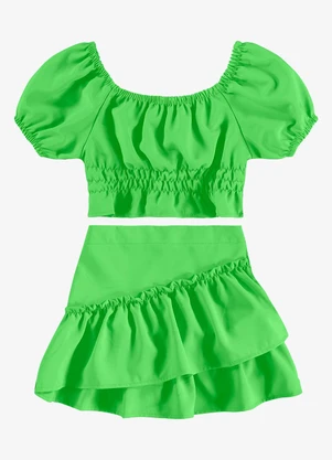 Rovi Kids - Conjunto Infantil Blusa com Saia Verde - ROVI KIDS