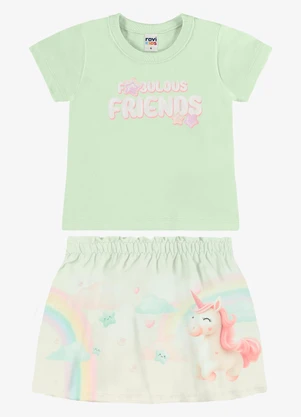 Rovi Kids - Conjunto Infantil Blusa com Saia Verde - ROVI KIDS