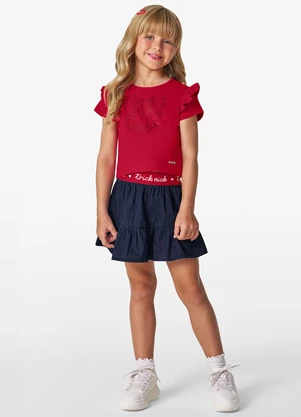 Trick Nick - Conjunto Infantil Blusa com Saia Vermelho - TRICK NICK