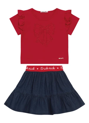 Trick Nick - Conjunto Infantil Blusa com Saia Vermelho - TRICK NICK