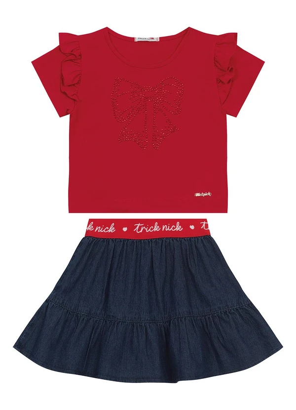 Trick Nick - Conjunto Infantil Blusa com Saia Vermelho 2