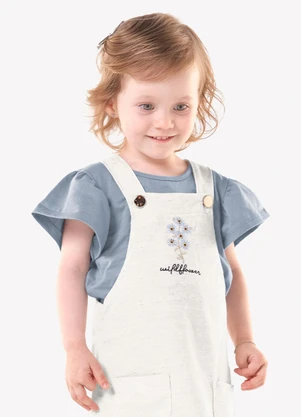 Trick Nick - Conjunto Infantil Blusa com Salopete Bege - TRICK NICK