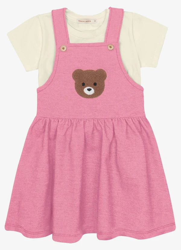 Conjunto Infantil Blusa com Salopete Rosa Trick Nick
