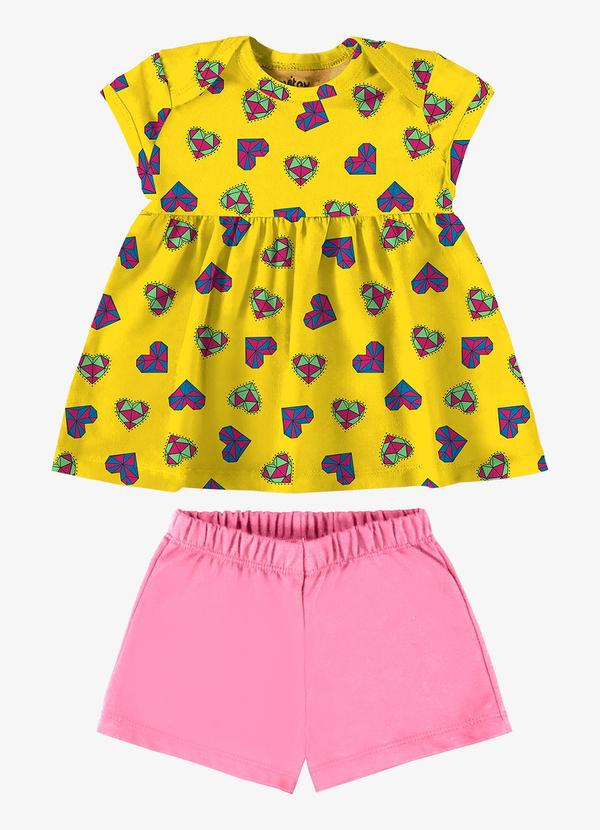 Rovi Kids - Conjunto Infantil Blusa com Shorts Amarelo