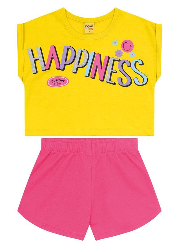 Rovi Kids - Conjunto Infantil Blusa com Shorts Amarelo