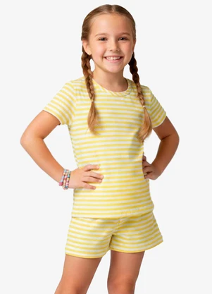 Select - Conjunto Infantil Blusa com Shorts Amarelo - SELECT