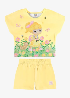 Rovi Kids - Conjunto Infantil Blusa com Shorts Amarelo - ROVI KIDS