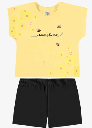 Rovi Kids - Conjunto Infantil Blusa com Shorts Amarelo - ROVI KIDS