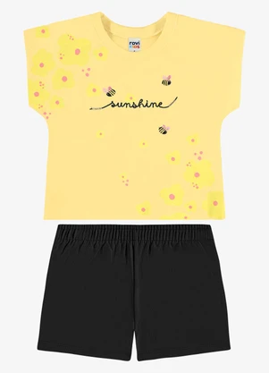 Rovi Kids - Conjunto Infantil Blusa com Shorts Amarelo - ROVI KIDS
