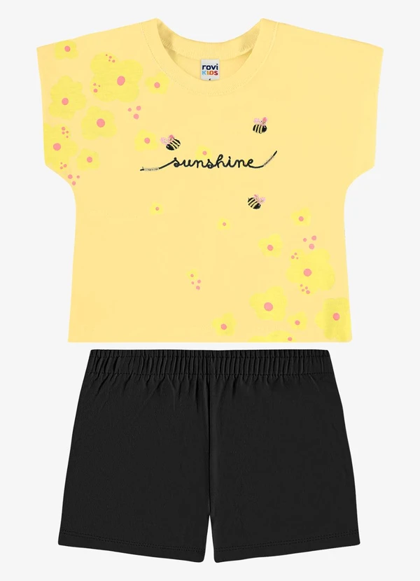 Rovi Kids - Conjunto Infantil Blusa com Shorts Amarelo