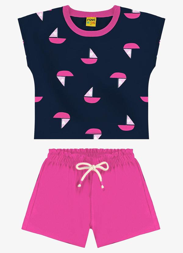 Rovi Kids - Conjunto Infantil Blusa com Shorts Azul
