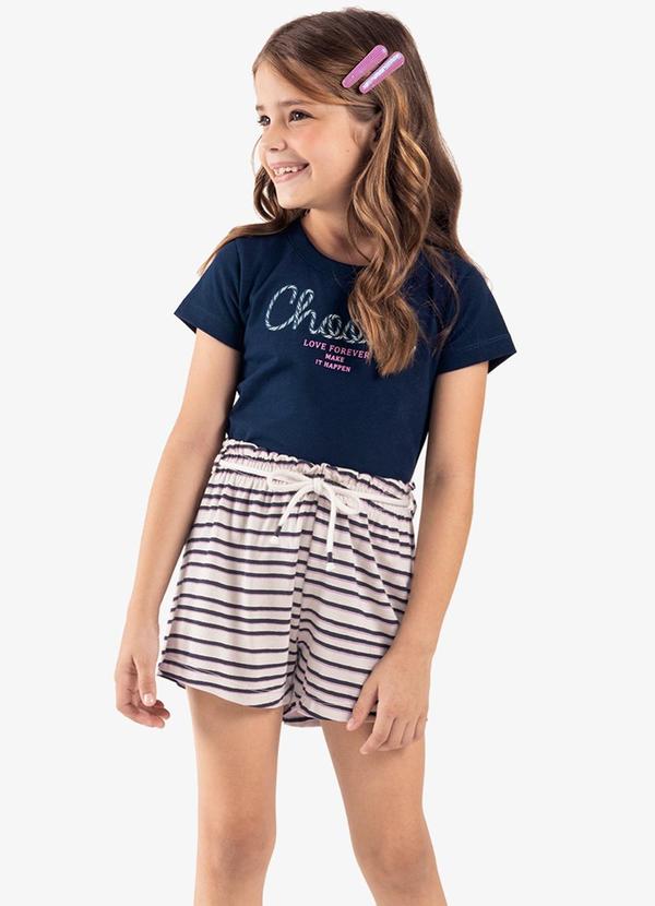Rovi Kids - Conjunto Infantil Blusa com Shorts Azul